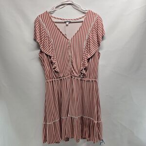 LC Lauren Conrad Candy Stripe Ruffle Dress XXL Red White Feminine Tiered